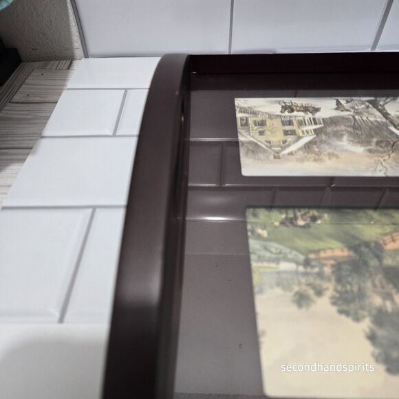 Rustic Charm Umbra Serving Tray – Featuring Vintage Currier & Ives Prints - Picture 3 of 5